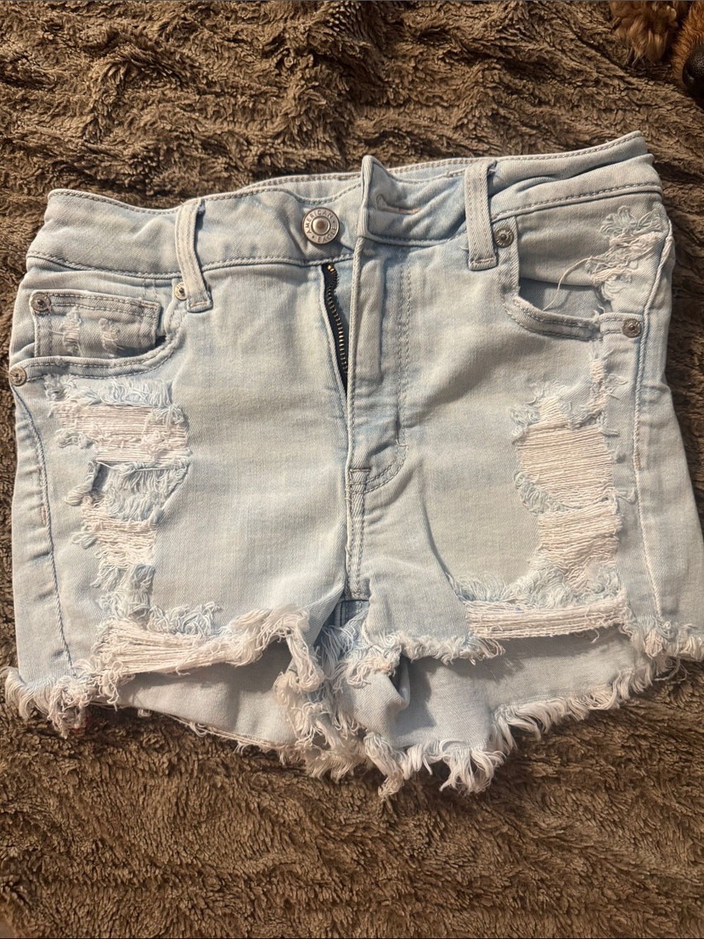 American Eagle Outfitters Light Blue Distressed Denim Cutoff Shorts